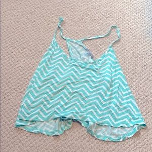 Charlotte Russe Light Blue Chevron Crop Top SZ XL